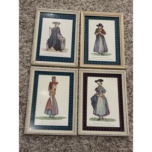 4 VTG Cambrian Costumes Welsh Gwent Gower Lady Llanover Postcards Oxford Framed
